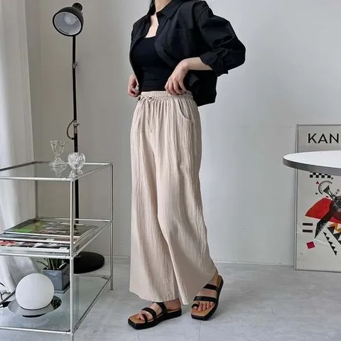 여름 밴딩팬츠 통바지 여성 여자여름바지 롱팬츠 린넨