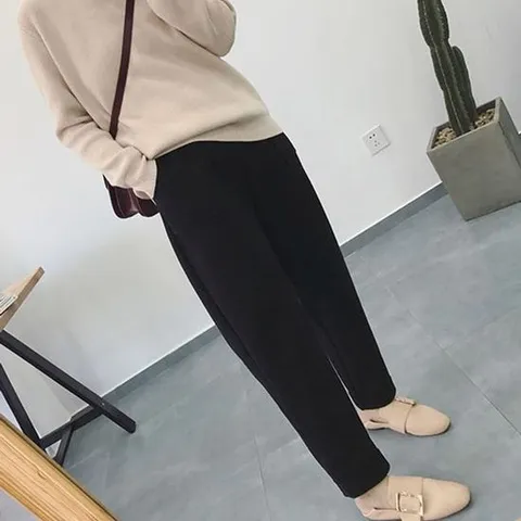 여성 2컬러 겨울 모직바지 배기팬츠 사각포켓