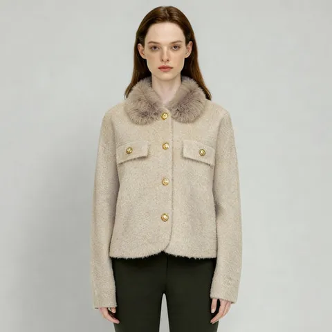 [ 롯데백화점 ]FOCUS  인조 퍼 카라 니트 가디건 PBVFF5W1KC4681