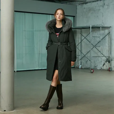 [ 롯데백화점 ][에고이스트]인퀼팅 벨티드 폭스퍼 구스 롱다운 ER4TD006