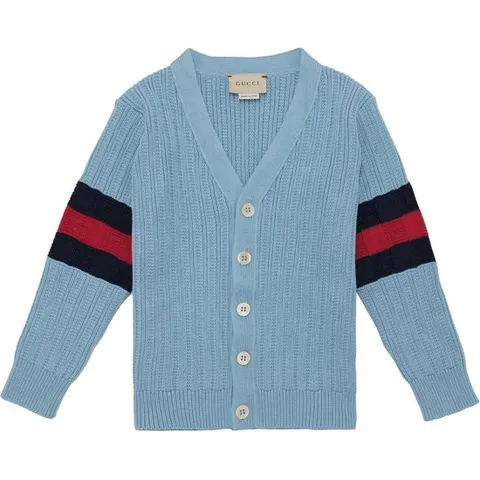 클리어런스 24SS 구찌 키즈 위드 웹 스트라이프 가디건(스카이) 764115 XKDRX 4711 8,10