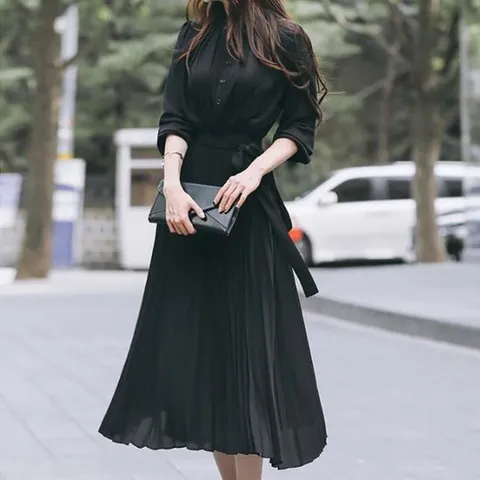 쉬폰 롱원피스 봄 가을 간절기 정장 하랙룩 여성 여자 원피스 3컬러