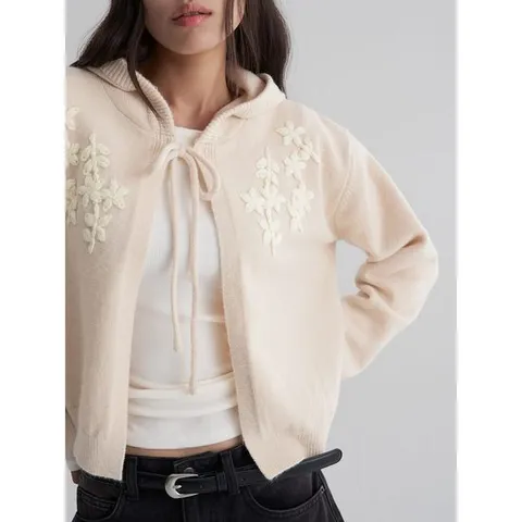 (125X5AMQ80) [에잇세컨즈] 자수 포인트 후드 카디건  아이보리