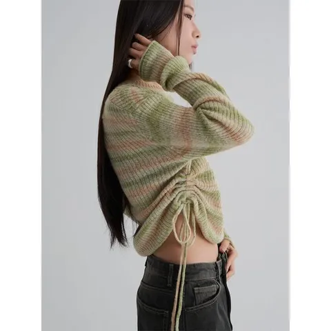 (355X51LYAL) [에잇세컨즈] 사이드 스트랩 그라데이션 풀오버  라이트 그린