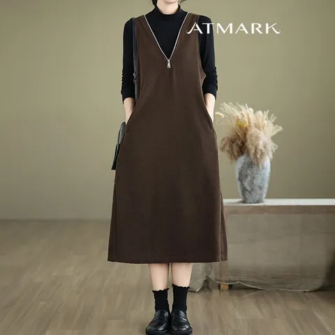 ATMARK 집업넥루즈롱원피스_AA56OP020G