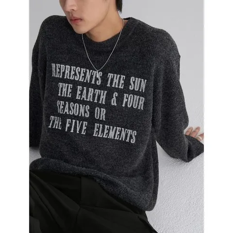 (265X51BY24) [에잇세컨즈] 내추럴 레터링 프린트 니트  애쉬