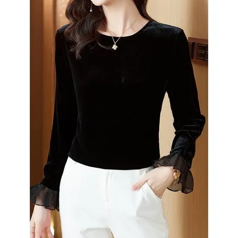 [클라셰]클라셰 시크벨벳프릴블라우스_B5W0115