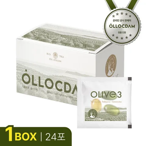 올록담 올리브3 지중해 올리브오일 1박스 (24포*3캡슐) / 엑스트라버진 올리브오일3