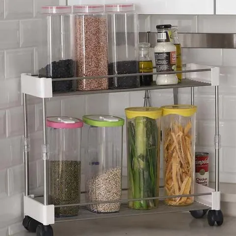 높이조절 세탁기 냉장고 틈새 선반 수납장 2단 트롤리 이동식수납장 펜트리선반 틈새선반 이동식선반 주방선반 선반 다용도선반 다용도실선반