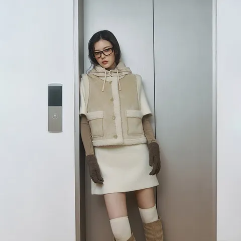 [ 롯데백화점 ][랩]인조 무스탕 베스트(AR4MVA60)