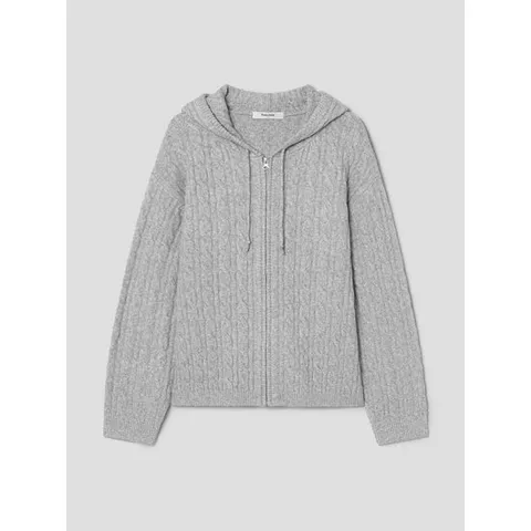 (215X5AAY52) [에잇세컨즈] 케이블 후드 풀집업 니트  라이트 그레이