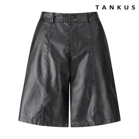 [탱커스] 레더 뒷 밴딩 하프 팬츠 (TX4PT001L0)