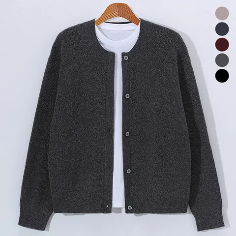 [후앙스] 오버핏 크롭 스판 라운드 니트 가디건 HECD3018