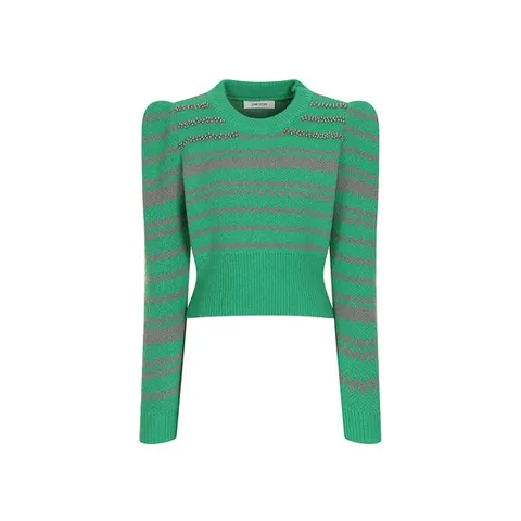 라임스토리 퍼프 소매 라운드 크롭 니트 LJAKP503