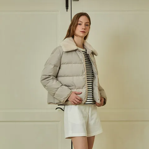 [택가 129,000원]양털 카라 덕다운 자켓