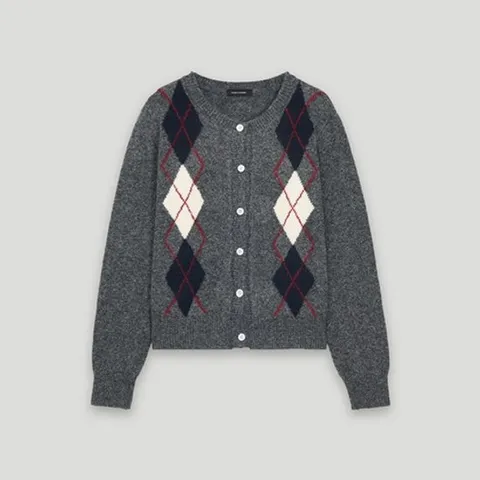 [ 현대백화점 ][코데즈컴바인] 아가일 라운드넥 니트 가디건 (CKD-CD001WA)