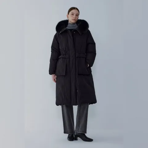 [ 롯데백화점 ][보브]폭스 퍼 후드 다운 사파리 롱 점퍼7155417007Y