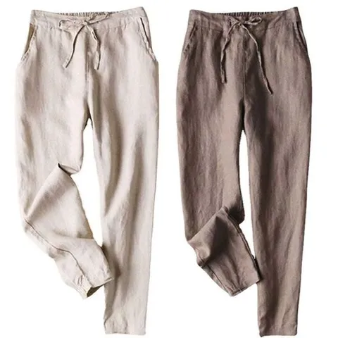 팬츠 바지 쿨 핏 린넨 여성아이스바지 리넨바지 밴딩 여성 배기