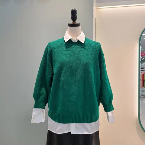 [수스]셔츠 하이넥니트 셋트 S254NSWB56 /그레이,그린