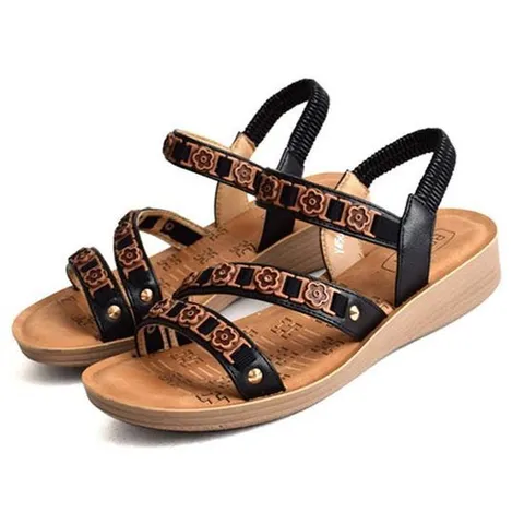 [에이치플러스몰]스트랩 플라워 샌들 슬리퍼 신발 편한 여성샌들