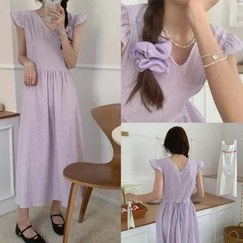 넥라인 롱원피스 러플 미니원피스 민소매 원피스 브이