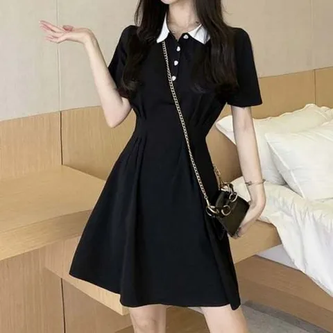 카라 블랙 여친 카라원피스 미니 포인트 원피스 패션