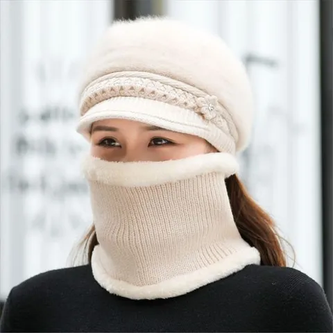 [에이치플러스몰]여름 넥워머 넓은챙 여성 모자 셋트 중년 엄마