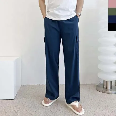 남자 여름 카고 와이드 밴딩 쿨팬츠