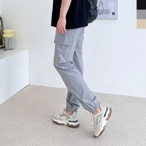 남자 시원한 여름 밴딩 카고 조거 긴바지