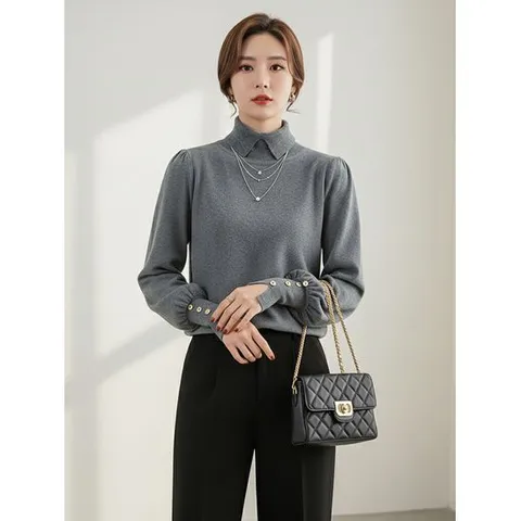 [에이샵]컷아웃 반목 버튼소매 니트_ASKN088F25