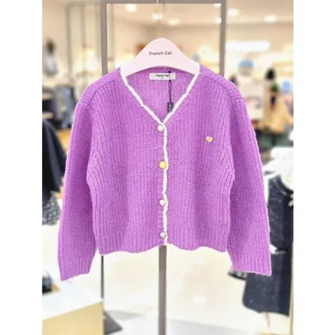 [ 현대백화점 ][프렌치캣 9D] 보라 스칼럽 가디건 (Q55DCW041)