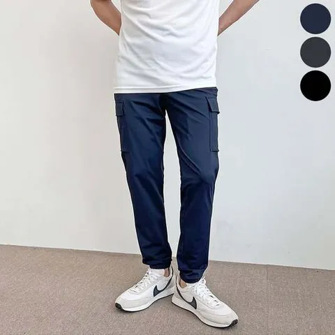 남자 여름 카고 조거팬츠 포켓 편한 쿨 밴딩 세미바지