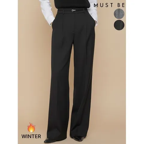 [머스트비]여성 하이 원턱 스트랩 속기모 슬랙스