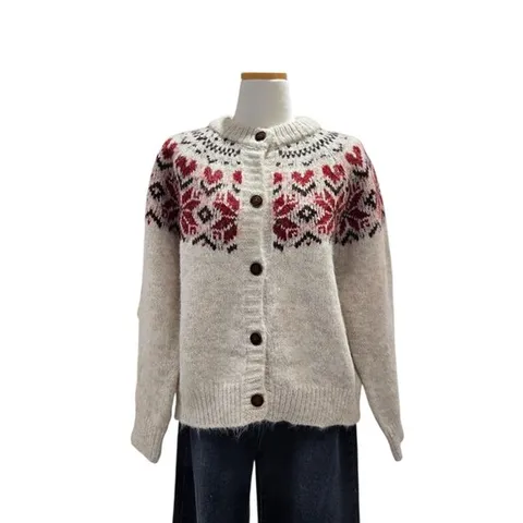 [ 롯데백화점 ][에이비에프지]부클 하트패턴 루즈핏 라운드넥 가디건 AGNA1HY33A