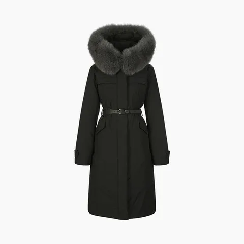 [ AK백화점 ][에고이스트] 인퀼팅 벨티드 폭스퍼 구스 롱다운 ER4TD006