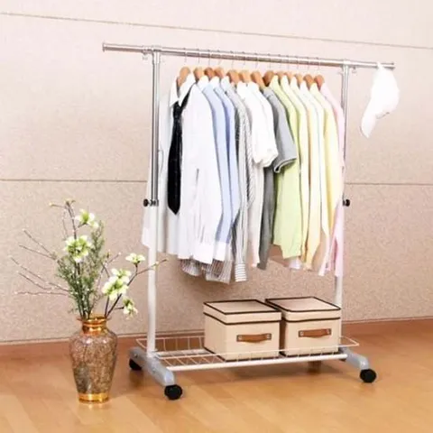 헹거 이동식 선반행거 1단(폭90~140cm높이) 폭 조절 가능