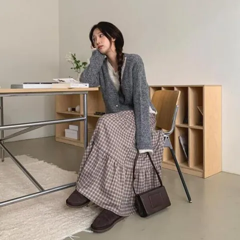 아트박스/다잇템 여자 귀여운 티어드 격자 스커트