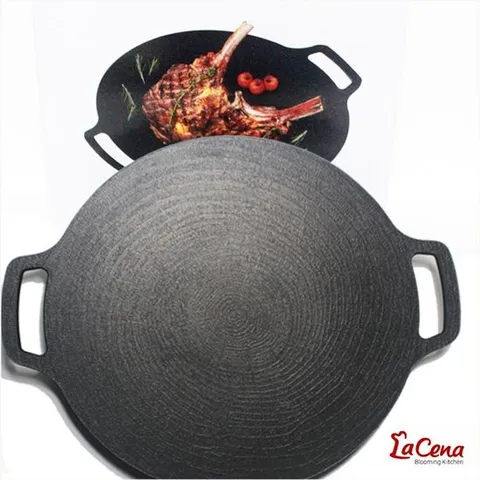 라체나 인덕션용 멀티 캠핑 그리들팬 특대형40cm 구이팬 원형구이팬 고기구이팬 캠핑구이팬 휴대용구이팬