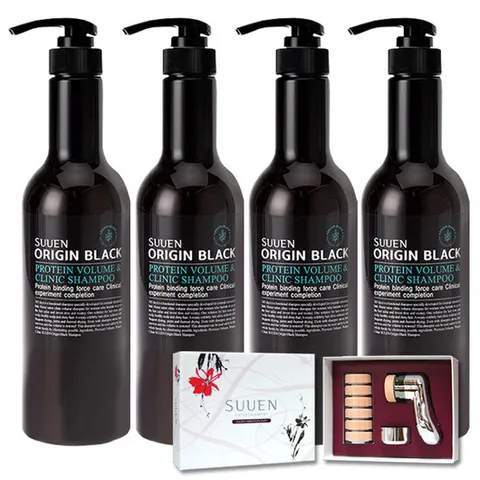 (한정특가-사은품) 수앤 오리진블랙 단백질샴푸700mlx4 리얼 볼륨샴푸 대용량