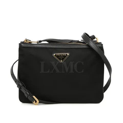 [중고명품] 프라다 리나일론 더블지퍼 크로스백 블랙 미니백 1BH