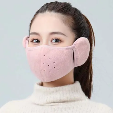 귀돌이마스크 겨울 방한 귀도리 마스크 핑크 오토바이 용 모자 스키