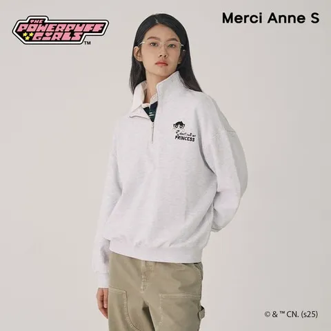 [ 롯데백화점 ][메르시앤 에스]파워퍼프걸 하프 집업 크롭 맨투맨 MBALTW2