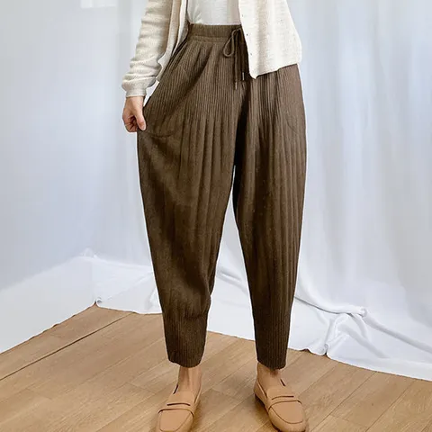 조거 기모 배기 겨울 여성 밴딩 바지 아레스