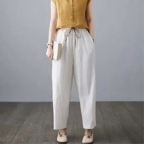 F006782_허리밴딩 린넨통바지 린넨팬츠