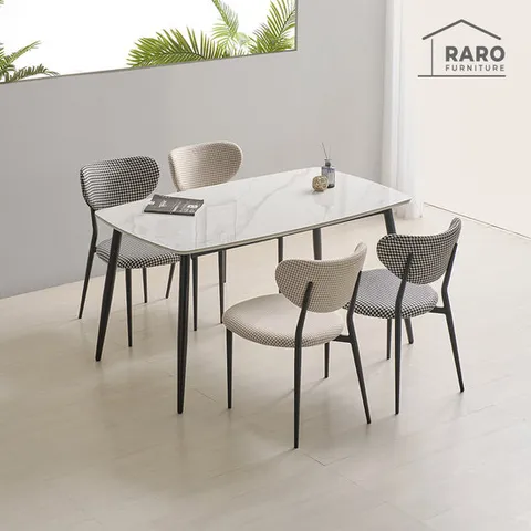 라로퍼니처 시그널 24T 유광 1250 저소음 포세린 세라믹 4인 식탁 세트 (식탁+의자4)