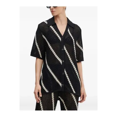 25 FW 삼소앤삼소 스트라이프 패턴 반소매 가디건 F24200030 TP444406686