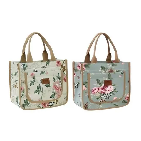 (BBT4) 꽃 패턴 가벼운 미니 토트백 도시락 손가방 사각 텀블러백