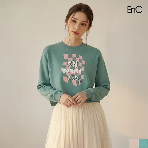 [ENC] 그래픽 포인트 언발란스 스웻티셔츠 (ENLW24V72Q)
