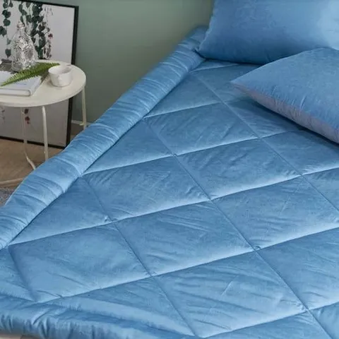 (국산) 인견+순면 매트리스 토퍼(Q/블루)