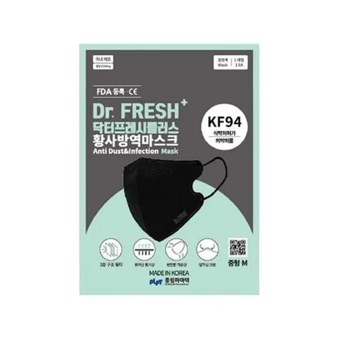 자재 닥터프레시플러스 새부리형 2D 마스크 KF94 중형 검정색 개별/대형공용
